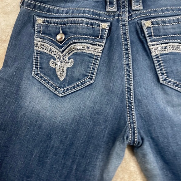 Women's Rock Revival Betty Easy Boot Denim Blue Jeans Size 29 Embroidered Studs - Picture 5 of 11